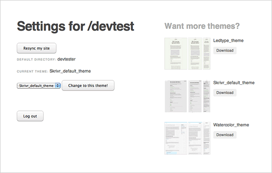Download themes in the settings view