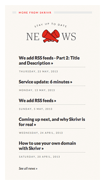 5 most recent news items on the Skrivr blog